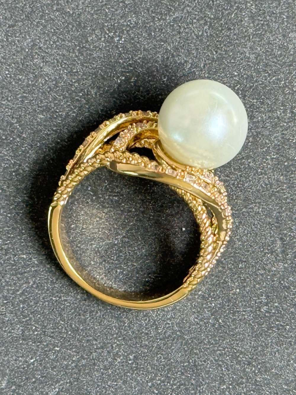 Vintage Style Large White Faux Pearl Cocktail Ring (5-3/4)